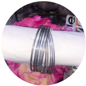 Silver Layered Style Bangle and Earring Set NEW WITH TAGS